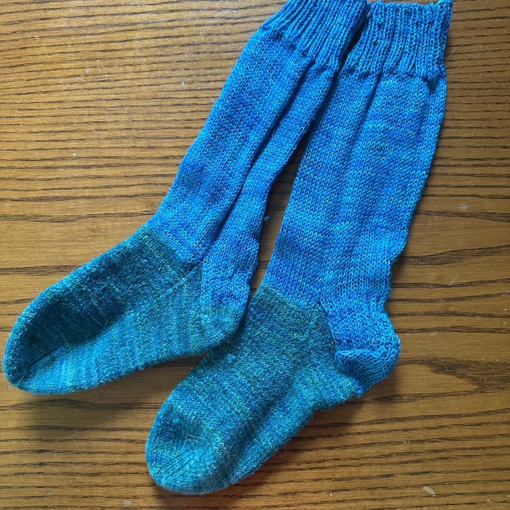 Handmade Handknit Merino Wool Worn Women’s Socks Sz M - Picture 2 of 6